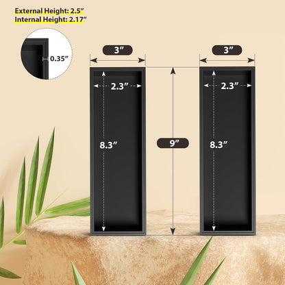 Bamboo Kitchen Drawer Organizer, 2-Pack, 9" x 6" x 2.5", Black