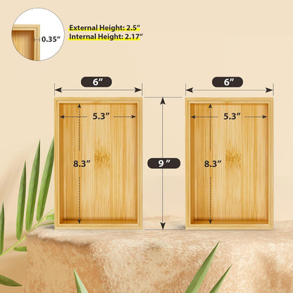 Bamboo Kitchen Drawer Organizer, 2-Pack, 9" x 6" x 2.5", Black