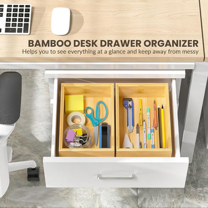Bamboo Kitchen Drawer Organizer, 2-Pack, 9" x 6" x 2.5", Black