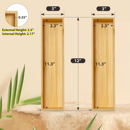 Bamboo Kitchen Drawer Organizer, 2-Pack, 9" x 6" x 2.5", Black