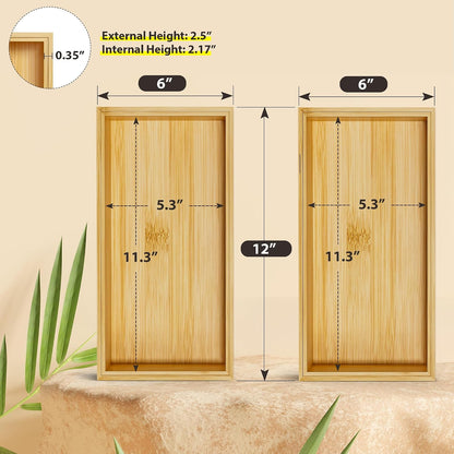 Bamboo Kitchen Drawer Organizer, 2-Pack, 9" x 6" x 2.5", Black