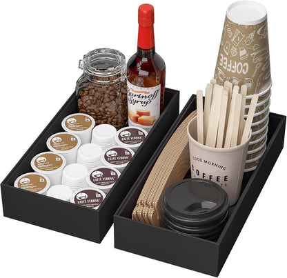 Bamboo Kitchen Drawer Organizer, 2-Pack, 9" x 6" x 2.5", Black