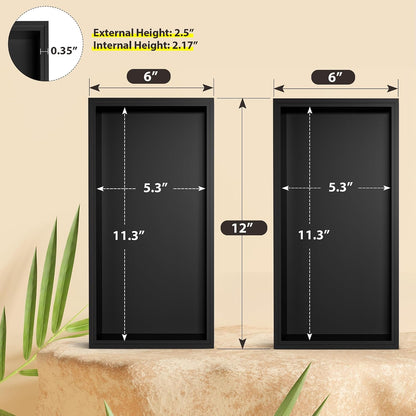 Bamboo Kitchen Drawer Organizer, 2-Pack, 9" x 6" x 2.5", Black