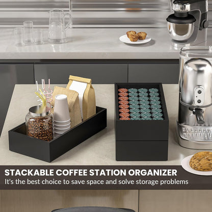 Bamboo Kitchen Drawer Organizer, 2-Pack, 9" x 6" x 2.5", Black