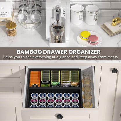 Bamboo Kitchen Drawer Organizer, 2-Pack, 9" x 6" x 2.5", Black