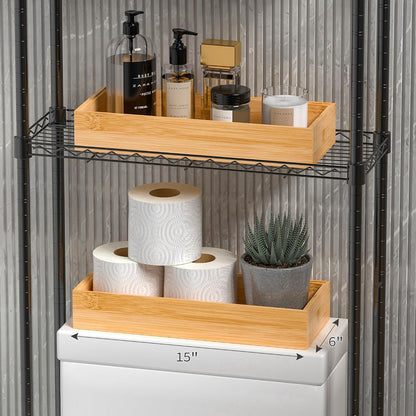 Bamboo Kitchen Drawer Organizer, 2-Pack, 9" x 6" x 2.5", Black