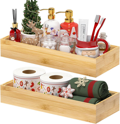 Bamboo Kitchen Drawer Organizer, 2-Pack, 9" x 6" x 2.5", Black