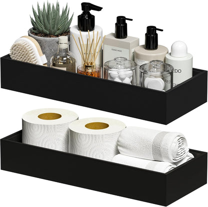 Bamboo Kitchen Drawer Organizer, 2-Pack, 9" x 6" x 2.5", Black