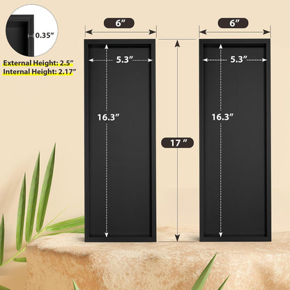 Bamboo Kitchen Drawer Organizer, 2-Pack, 9" x 6" x 2.5", Black
