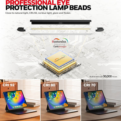 Honeywell Wide Desk Lamp with Clamp for Dual Monitors, 22W Full-Spectrum Eye-Caring LED Desk Lamp for Home Office, 3-Section Adjustable Architect Light for Large Desk, Stepless Dimming, 3000K-5700K