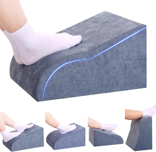 Foot Rest for Under Desk at Work, Ergonomic Under Desk Footrest with Washable Cover for Office, Home & Gaming Leg Elevation Pillow Blue