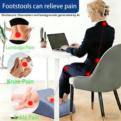 Foot Rest for Under Desk at Work, Ergonomic Under Desk Footrest with Washable Cover for Office, Home & Gaming Leg Elevation Pillow Blue
