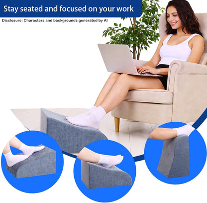 Foot Rest for Under Desk at Work, Ergonomic Under Desk Footrest with Washable Cover for Office, Home & Gaming Leg Elevation Pillow Blue