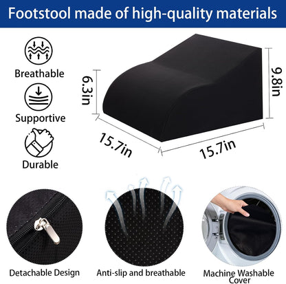 Foot Rest for Under Desk at Work, Ergonomic Under Desk Footrest with Washable Cover for Office, Home & Gaming Leg Elevation Pillow Blue