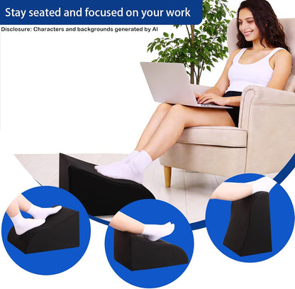 Foot Rest for Under Desk at Work, Ergonomic Under Desk Footrest with Washable Cover for Office, Home & Gaming Leg Elevation Pillow Blue
