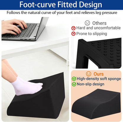 Foot Rest for Under Desk at Work, Ergonomic Under Desk Footrest with Washable Cover for Office, Home & Gaming Leg Elevation Pillow Blue