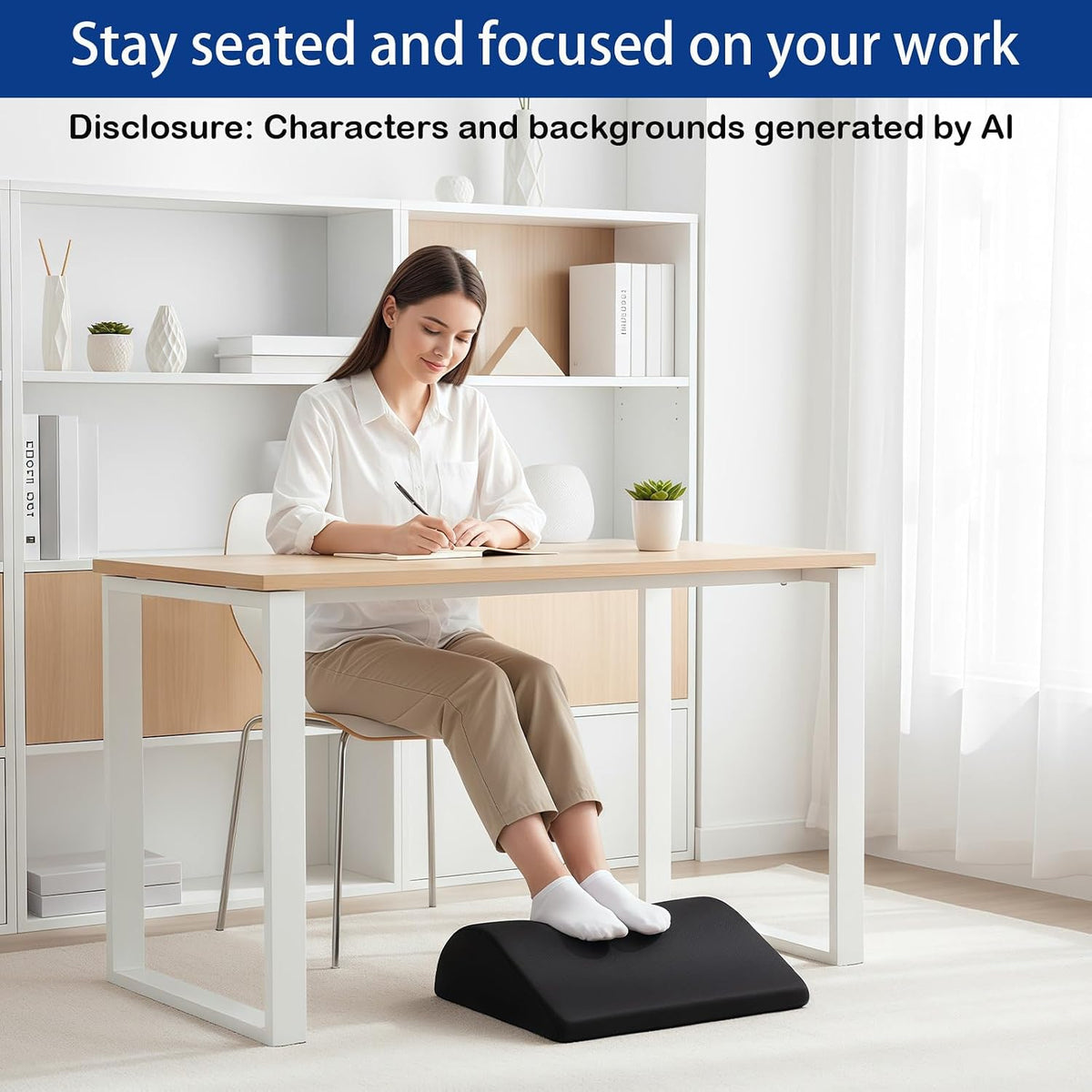Foot Rest for Under Desk at Work, Ergonomic Under Desk Footrest with Washable Cover for Office, Home & Gaming Leg Elevation Pillow Blue