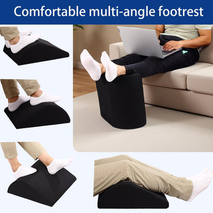 Foot Rest for Under Desk at Work, Ergonomic Under Desk Footrest with Washable Cover for Office, Home & Gaming Leg Elevation Pillow Blue