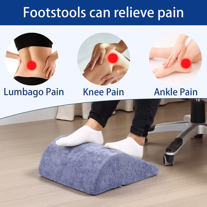 Foot Rest for Under Desk at Work, Ergonomic Under Desk Footrest with Washable Cover for Office, Home & Gaming Leg Elevation Pillow Blue