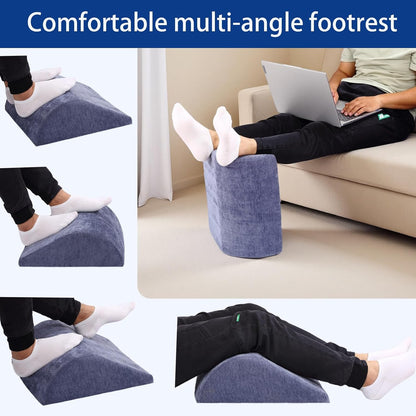 Foot Rest for Under Desk at Work, Ergonomic Under Desk Footrest with Washable Cover for Office, Home & Gaming Leg Elevation Pillow Blue