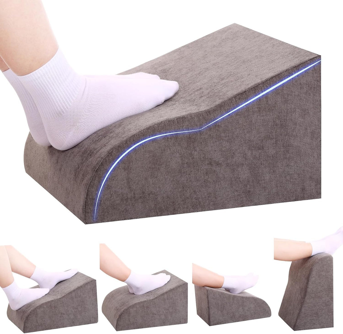 Foot Rest for Under Desk at Work, Ergonomic Under Desk Footrest with Washable Cover for Office, Home & Gaming Leg Elevation Pillow Blue