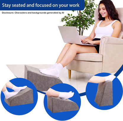Foot Rest for Under Desk at Work, Ergonomic Under Desk Footrest with Washable Cover for Office, Home & Gaming Leg Elevation Pillow Blue