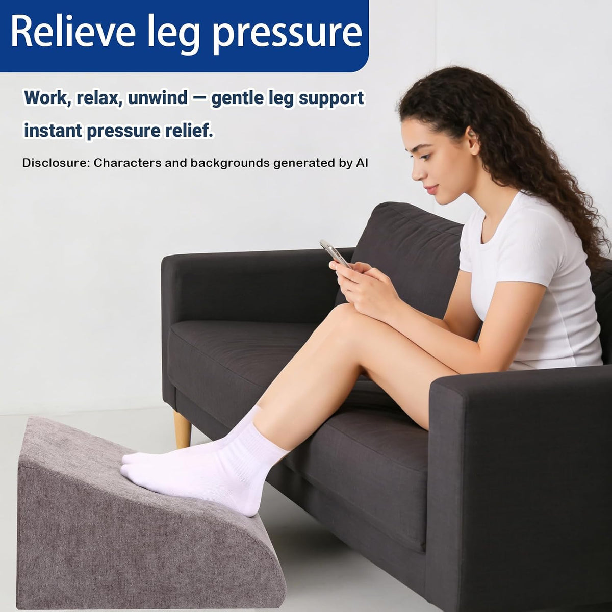 Foot Rest for Under Desk at Work, Ergonomic Under Desk Footrest with Washable Cover for Office, Home & Gaming Leg Elevation Pillow Blue