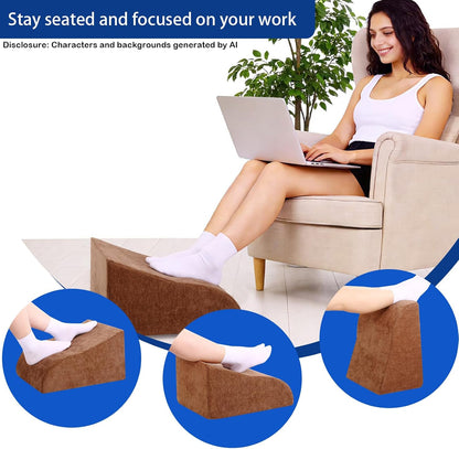 Foot Rest for Under Desk at Work, Ergonomic Under Desk Footrest with Washable Cover for Office, Home & Gaming Leg Elevation Pillow Blue