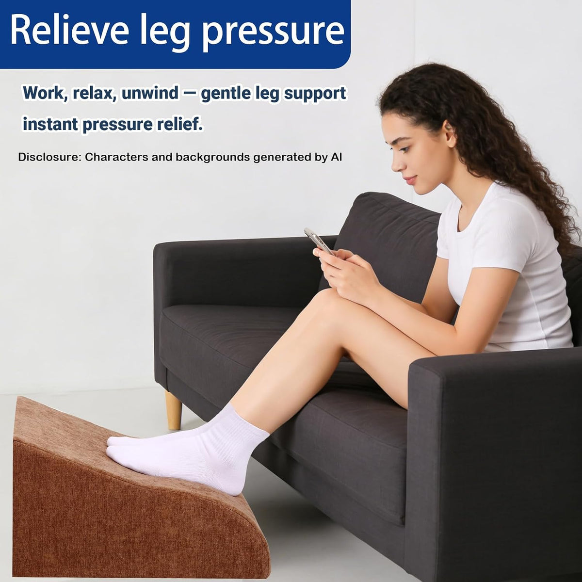 Foot Rest for Under Desk at Work, Ergonomic Under Desk Footrest with Washable Cover for Office, Home & Gaming Leg Elevation Pillow Blue