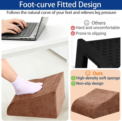 Foot Rest for Under Desk at Work, Ergonomic Under Desk Footrest with Washable Cover for Office, Home & Gaming Leg Elevation Pillow Blue