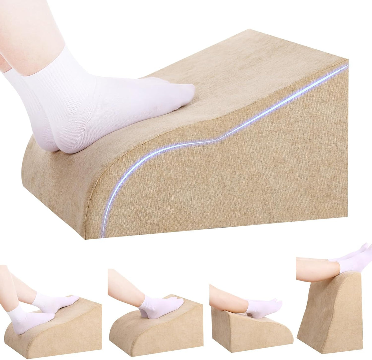 Foot Rest for Under Desk at Work, Ergonomic Under Desk Footrest with Washable Cover for Office, Home & Gaming Leg Elevation Pillow Blue