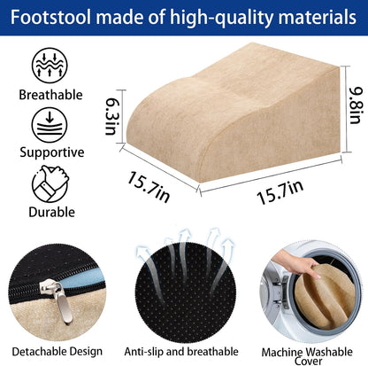 Foot Rest for Under Desk at Work, Ergonomic Under Desk Footrest with Washable Cover for Office, Home & Gaming Leg Elevation Pillow Blue