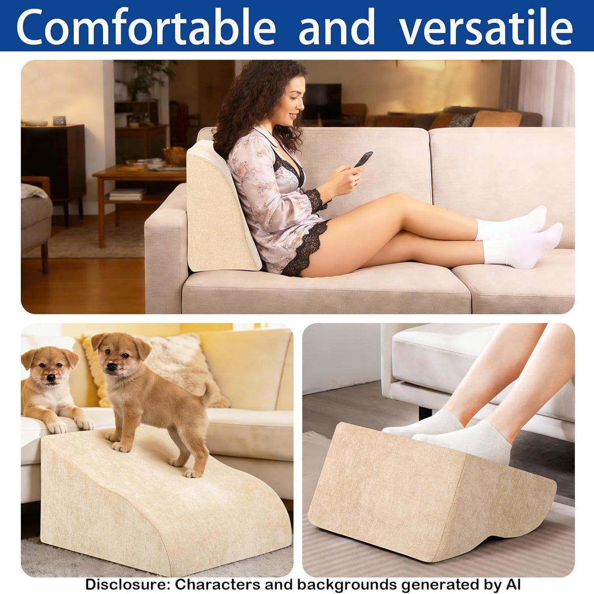 Foot Rest for Under Desk at Work, Ergonomic Under Desk Footrest with Washable Cover for Office, Home & Gaming Leg Elevation Pillow Blue