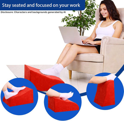 Foot Rest for Under Desk at Work, Ergonomic Under Desk Footrest with Washable Cover for Office, Home & Gaming Leg Elevation Pillow Blue
