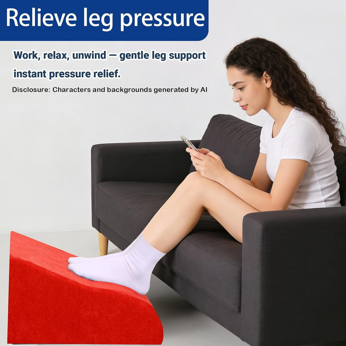 Foot Rest for Under Desk at Work, Ergonomic Under Desk Footrest with Washable Cover for Office, Home & Gaming Leg Elevation Pillow Blue