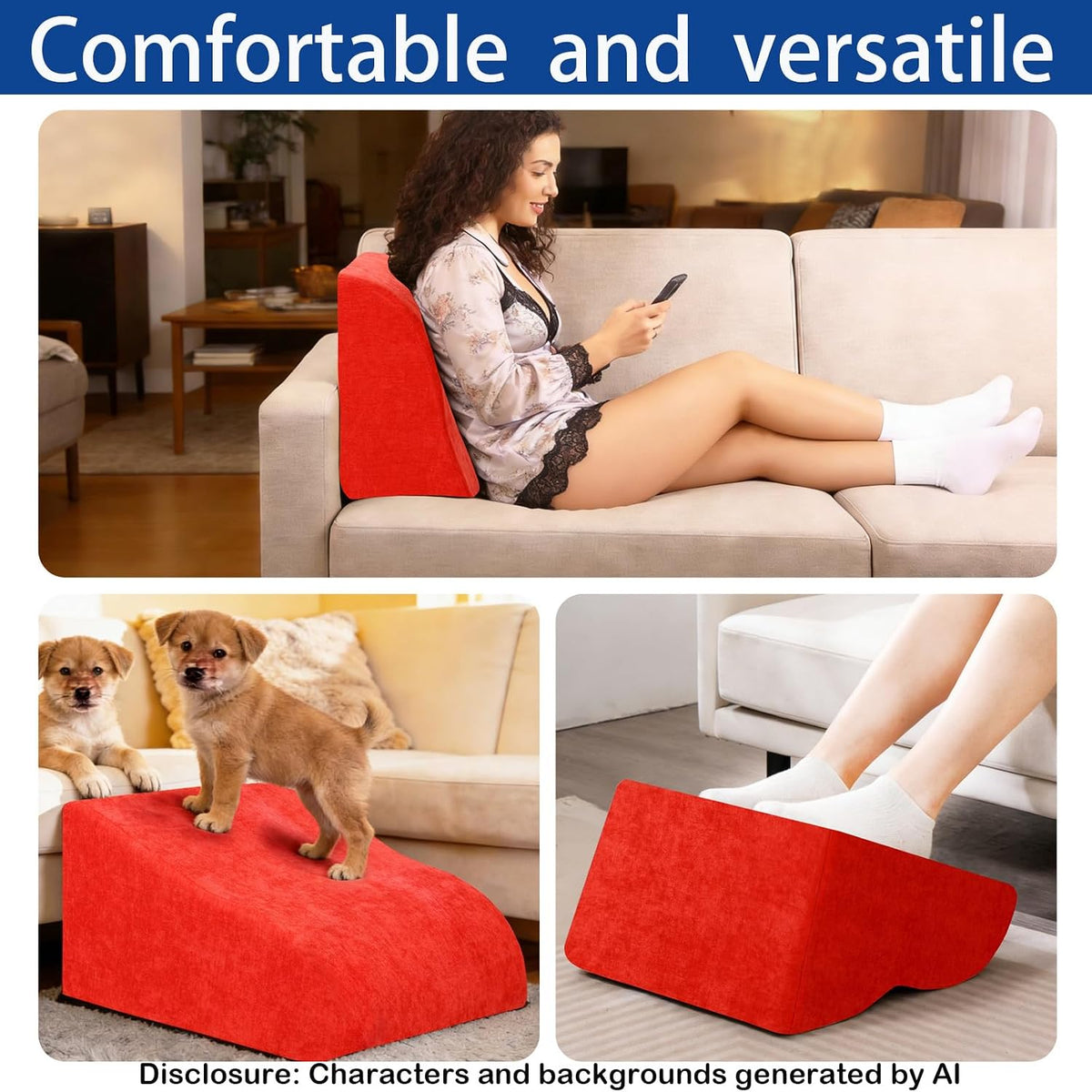 Foot Rest for Under Desk at Work, Ergonomic Under Desk Footrest with Washable Cover for Office, Home & Gaming Leg Elevation Pillow Blue