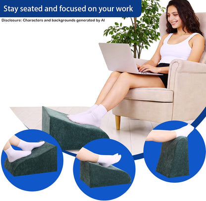 Foot Rest for Under Desk at Work, Ergonomic Under Desk Footrest with Washable Cover for Office, Home & Gaming Leg Elevation Pillow Blue