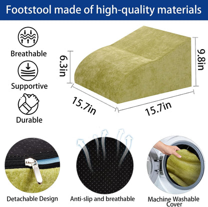 Foot Rest for Under Desk at Work, Ergonomic Under Desk Footrest with Washable Cover for Office, Home & Gaming Leg Elevation Pillow Blue