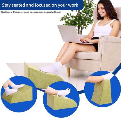 Foot Rest for Under Desk at Work, Ergonomic Under Desk Footrest with Washable Cover for Office, Home & Gaming Leg Elevation Pillow Blue
