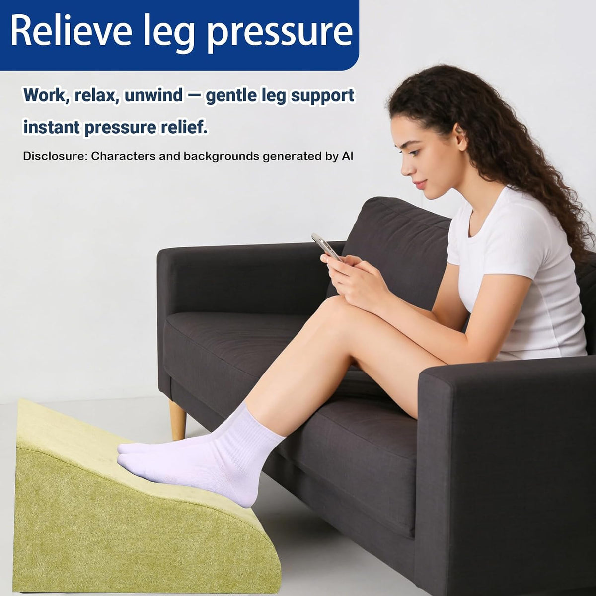 Foot Rest for Under Desk at Work, Ergonomic Under Desk Footrest with Washable Cover for Office, Home & Gaming Leg Elevation Pillow Blue