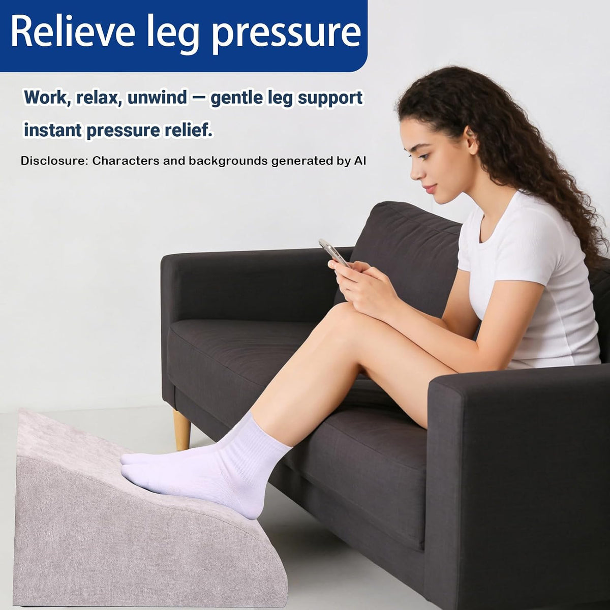 Foot Rest for Under Desk at Work, Ergonomic Under Desk Footrest with Washable Cover for Office, Home & Gaming Leg Elevation Pillow Blue
