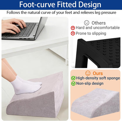 Foot Rest for Under Desk at Work, Ergonomic Under Desk Footrest with Washable Cover for Office, Home & Gaming Leg Elevation Pillow Blue