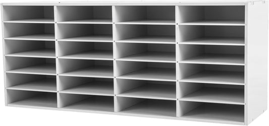 Mailbox for Classroom 24 Slots, Mail Sorter, Paper Organizer Storage, Mail Organizer for Home Library Office Classroom (White, 24 Slots)
