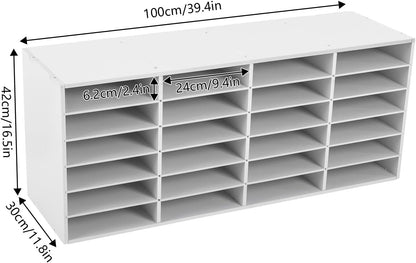 Mailbox for Classroom 24 Slots, Mail Sorter, Paper Organizer Storage, Mail Organizer for Home Library Office Classroom (White, 24 Slots)