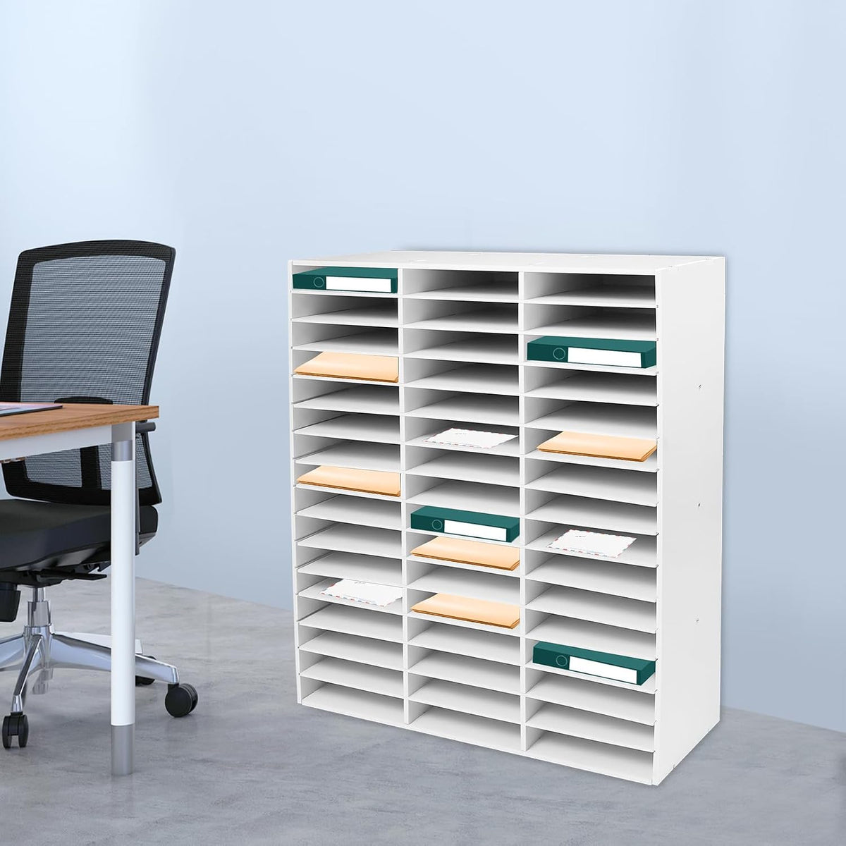 Mailbox for Classroom 24 Slots, Mail Sorter, Paper Organizer Storage, Mail Organizer for Home Library Office Classroom (White, 24 Slots)