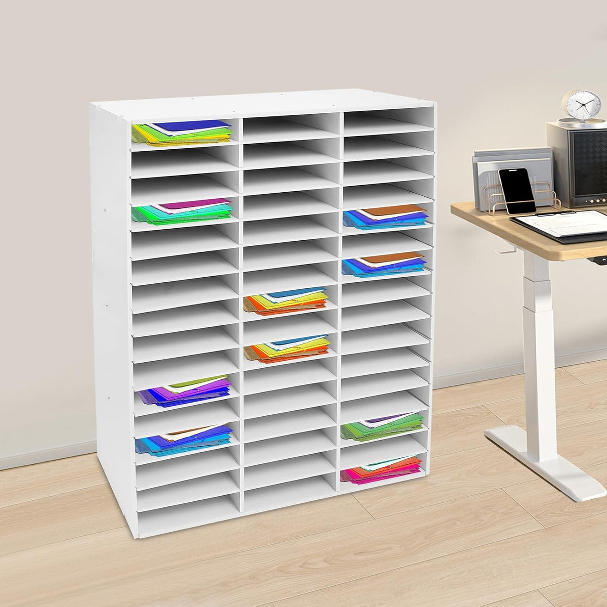 Mailbox for Classroom 24 Slots, Mail Sorter, Paper Organizer Storage, Mail Organizer for Home Library Office Classroom (White, 24 Slots)