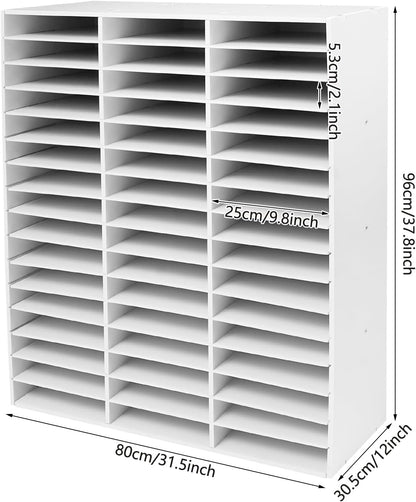 Mailbox for Classroom 24 Slots, Mail Sorter, Paper Organizer Storage, Mail Organizer for Home Library Office Classroom (White, 24 Slots)