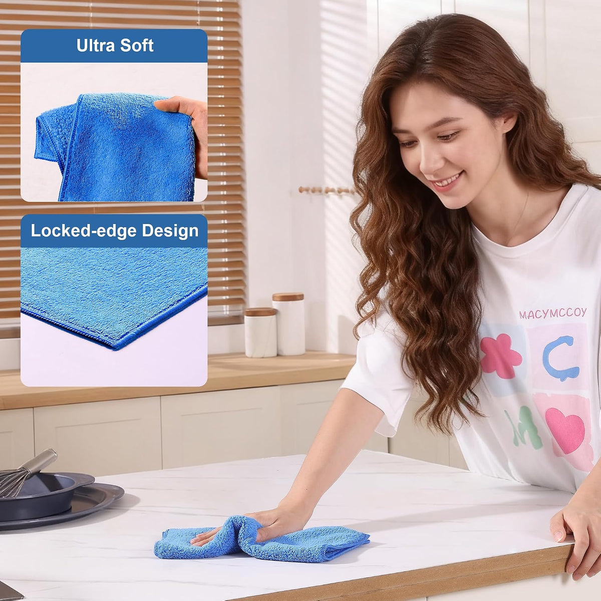 18 Pack Microfiber Cleaning Cloth, Kitchen Towels for Dish Drying Washing, Absorbent Streak Free Lint Free Rags for Cleaning, Reusable and Washable Towels - 10" x 10"