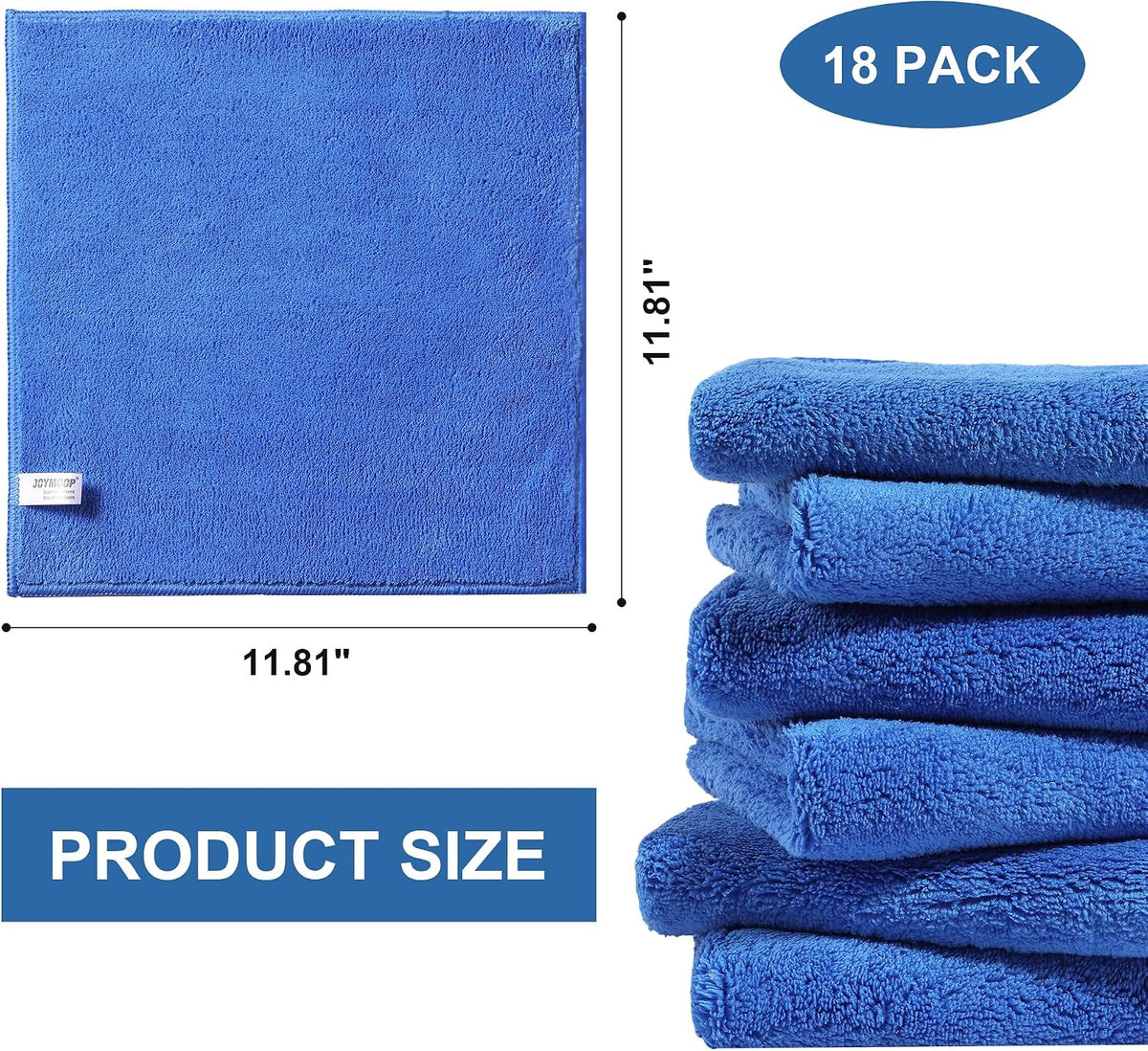 18 Pack Microfiber Cleaning Cloth, Kitchen Towels for Dish Drying Washing, Absorbent Streak Free Lint Free Rags for Cleaning, Reusable and Washable Towels - 10" x 10"