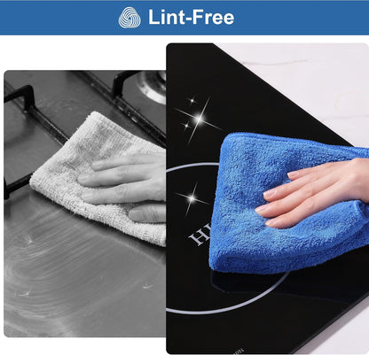 18 Pack Microfiber Cleaning Cloth, Kitchen Towels for Dish Drying Washing, Absorbent Streak Free Lint Free Rags for Cleaning, Reusable and Washable Towels - 10" x 10"